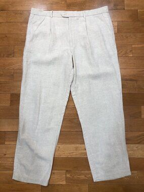 Murano 100% Linen Straight Leg Light Tan Trousers Size 42/36